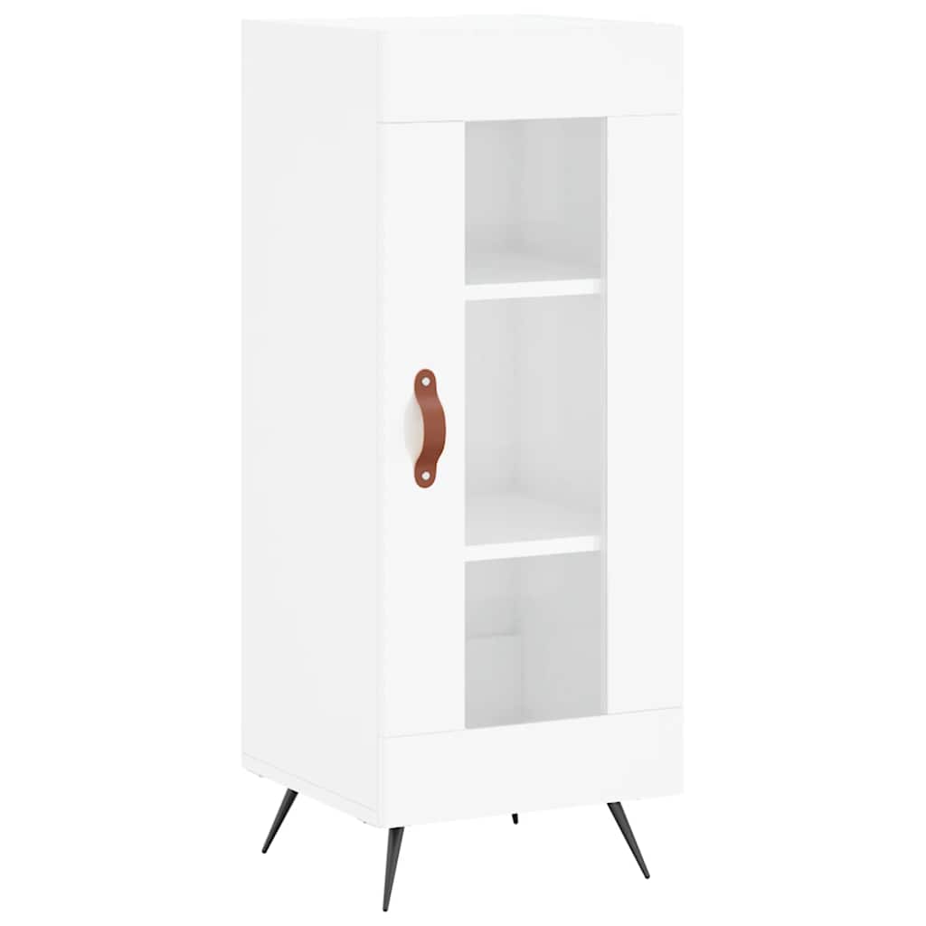 Credenza Bianco Lucido 34,5x34x90 cm in Legno Multistrato