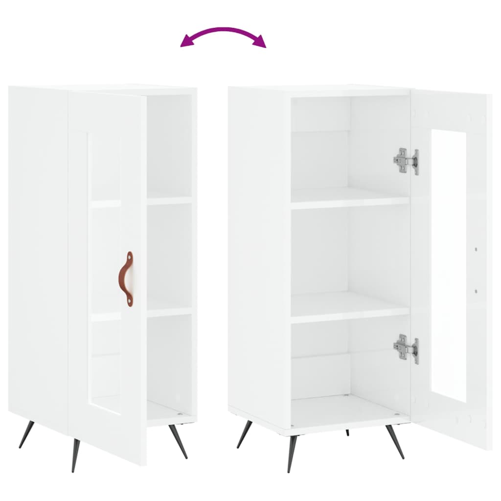 Credenza Bianco Lucido 34,5x34x90 cm in Legno Multistrato - homemem39