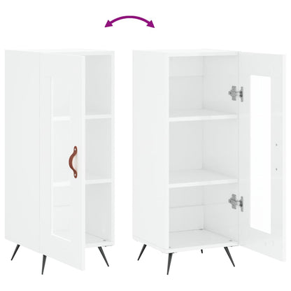 Credenza Bianco Lucido 34,5x34x90 cm in Legno Multistrato - homemem39