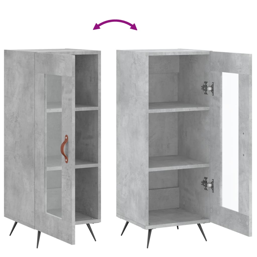 Credenza Grigio Cemento 34,5x34x90 cm in Legno Multistrato