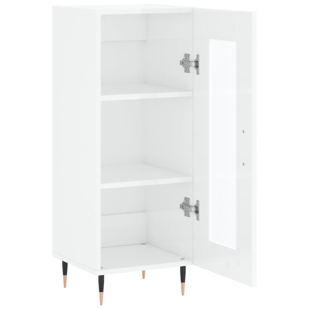Credenza Bianco Lucido 34,5x34x90 cm in Legno Multistrato - homemem39
