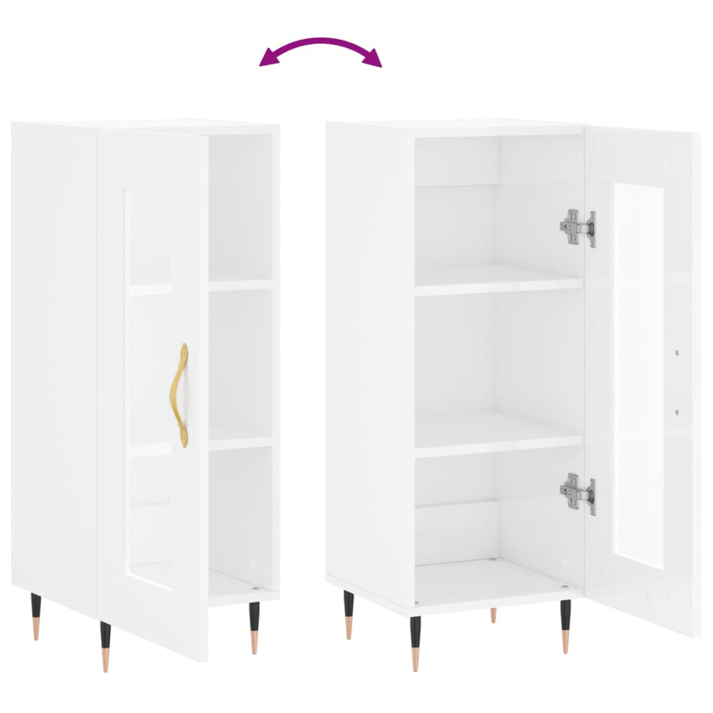 Credenza Bianco Lucido 34,5x34x90 cm in Legno Multistrato - homemem39