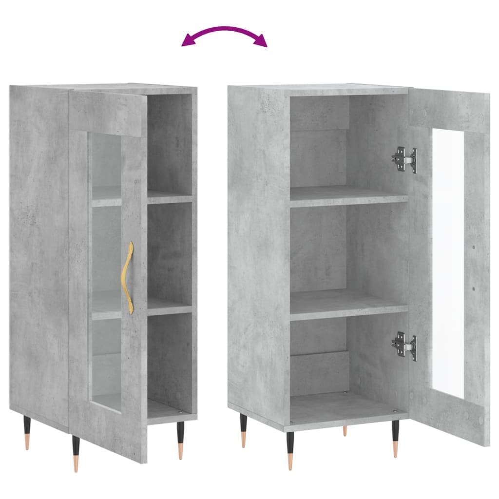 Credenza Grigio Cemento 34,5x34x90 cm in Legno Multistrato