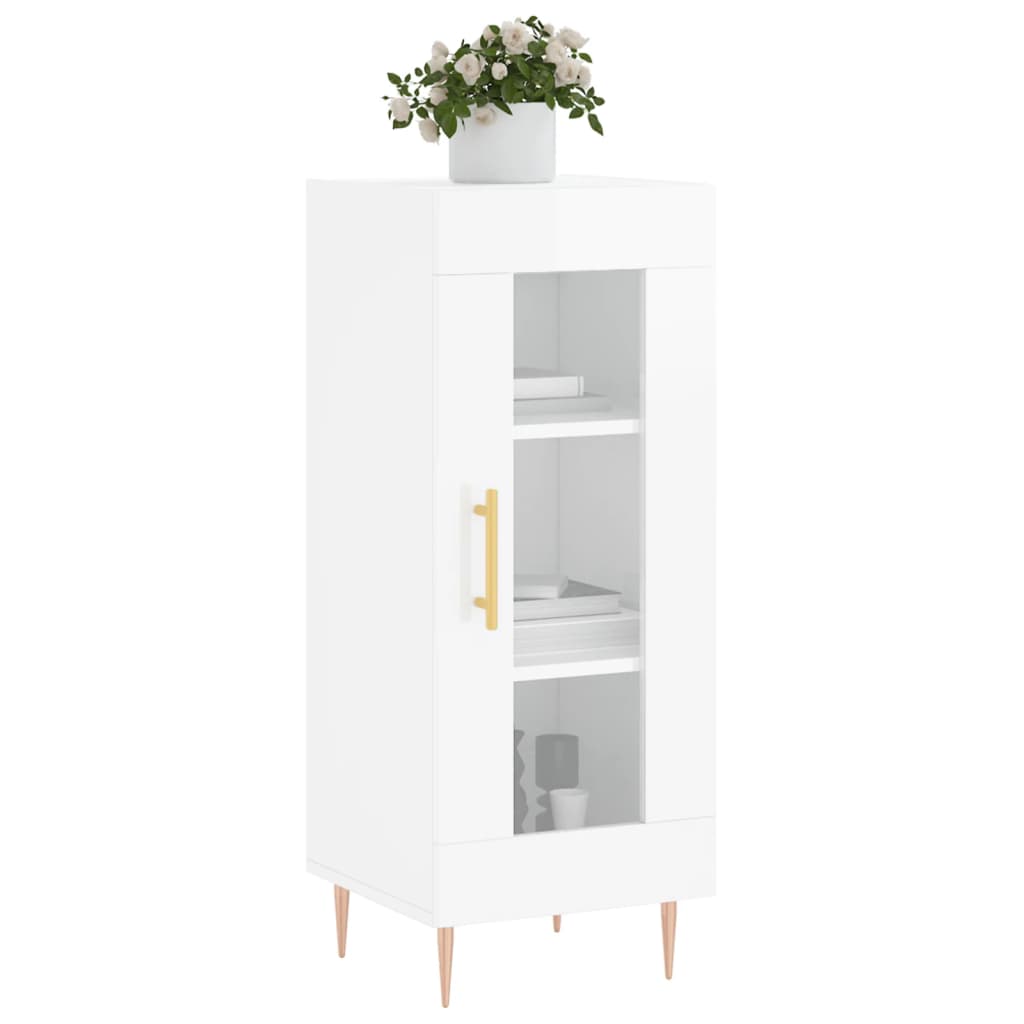 Credenza Bianco Lucido 34,5x34x90 cm in Legno Multistrato - homemem39