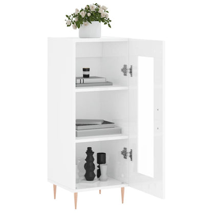 Credenza Bianco Lucido 34,5x34x90 cm in Legno Multistrato