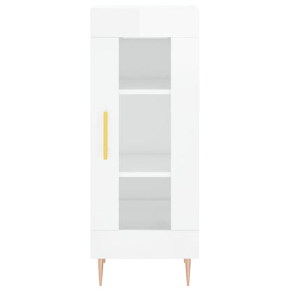 Credenza Bianco Lucido 34,5x34x90 cm in Legno Multistrato