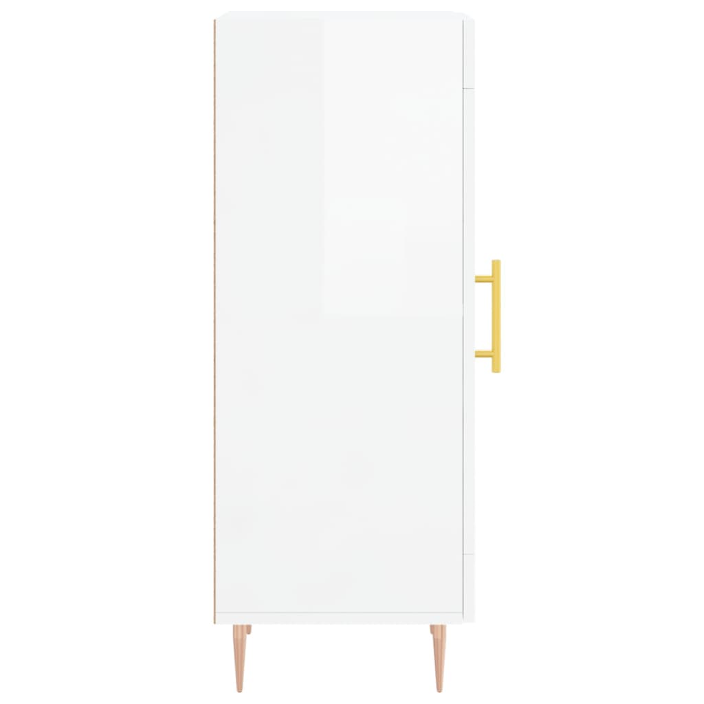 Credenza Bianco Lucido 34,5x34x90 cm in Legno Multistrato