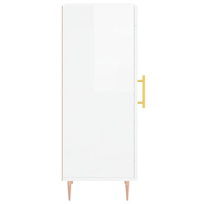 Credenza Bianco Lucido 34,5x34x90 cm in Legno Multistrato