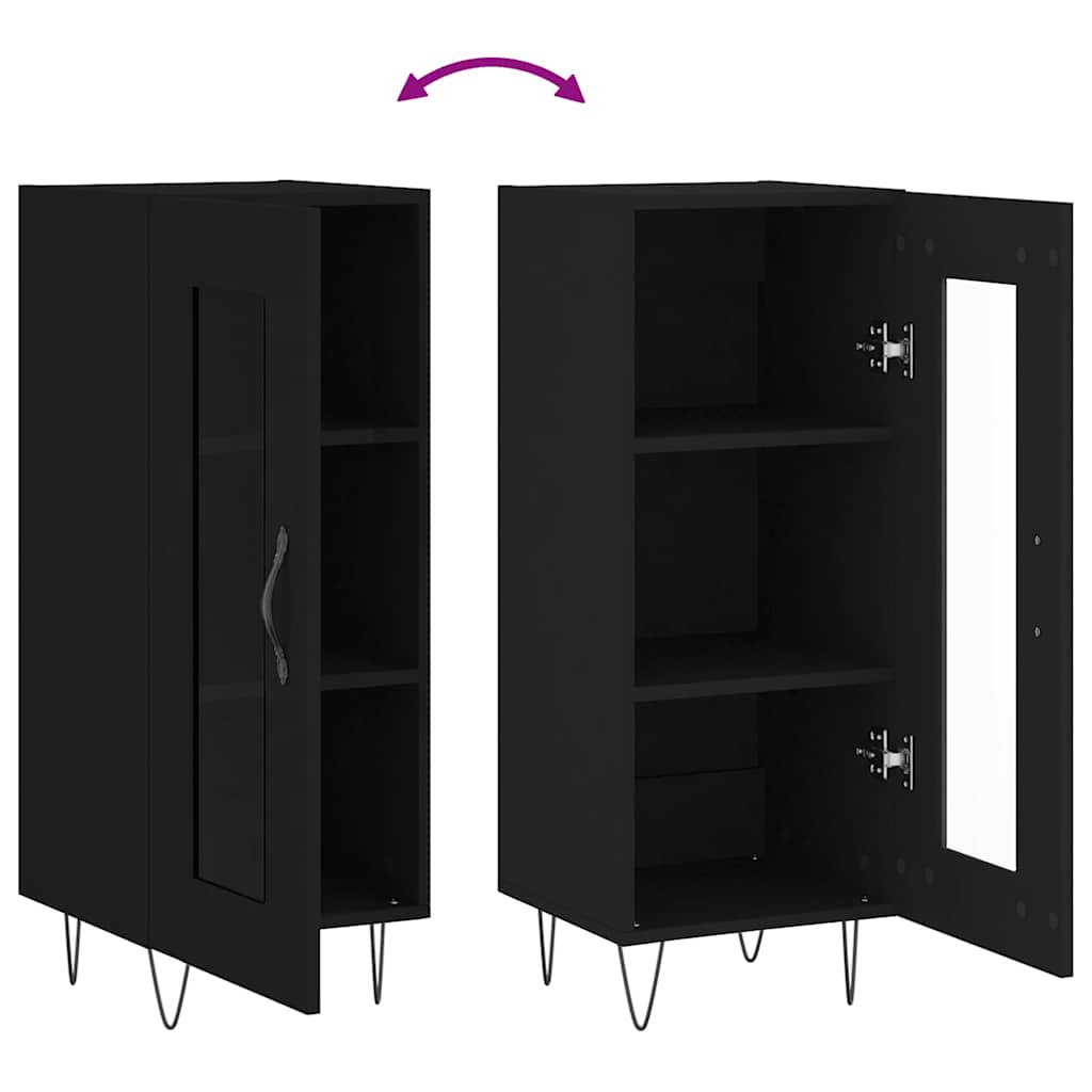 Credenza Nero 34,5x34x90 cm in Legno Multistrato