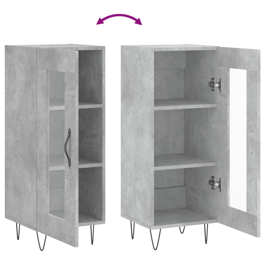 Credenza Grigio Cemento 34,5x34x90 cm in Legno Multistrato
