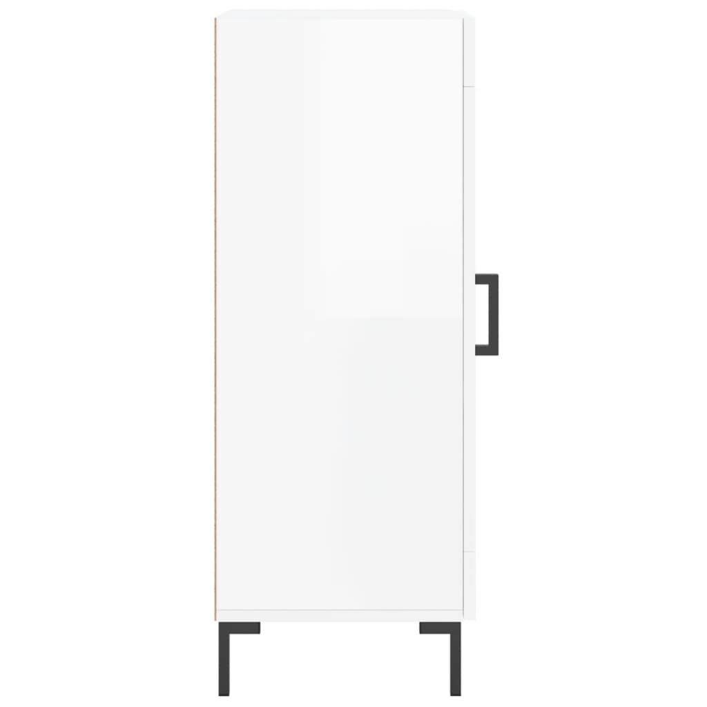 Credenza Bianco Lucido 34,5x34x90 cm in Legno Multistrato