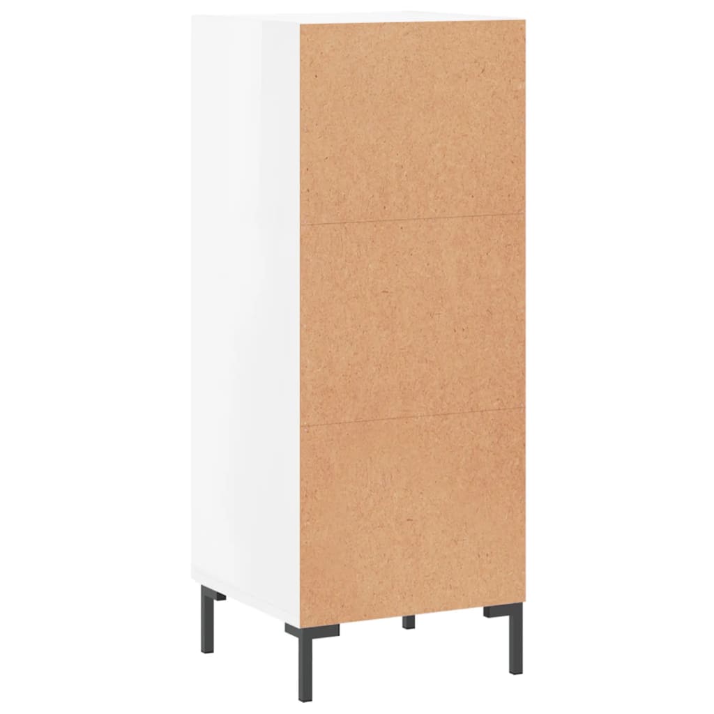 Credenza Bianco Lucido 34,5x34x90 cm in Legno Multistrato