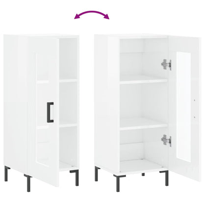 Credenza Bianco Lucido 34,5x34x90 cm in Legno Multistrato