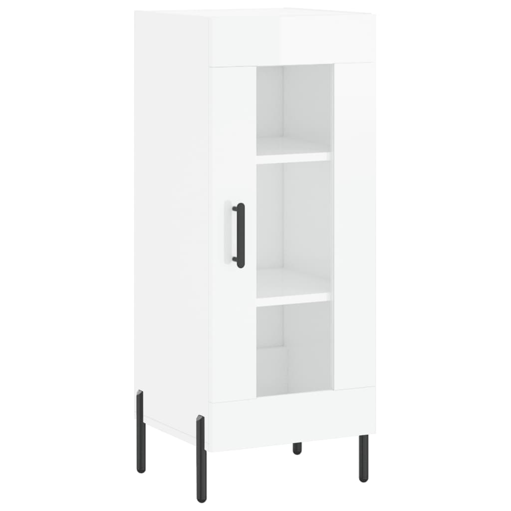 Credenza Bianco Lucido 34,5x34x90 cm in Legno Multistrato