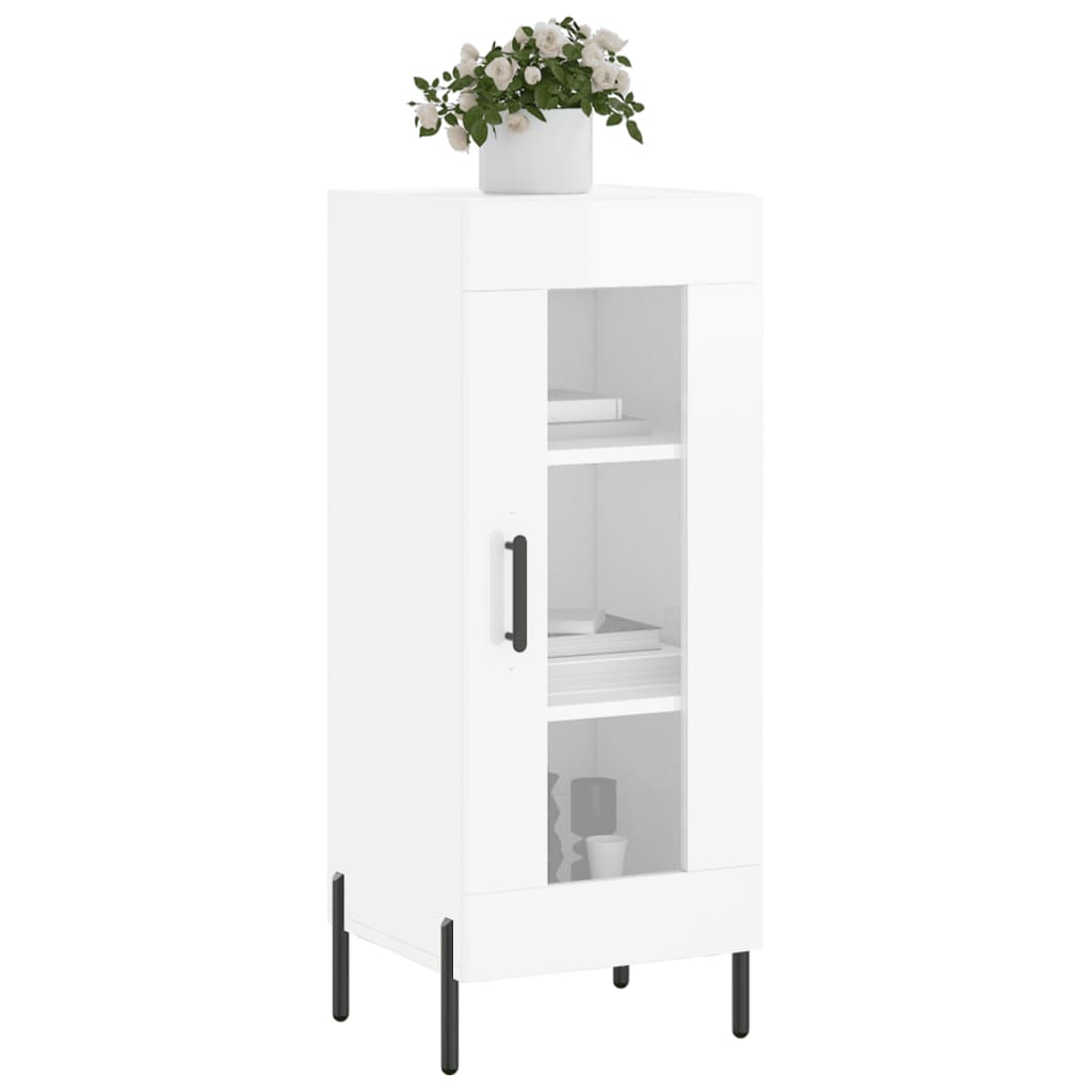 Credenza Bianco Lucido 34,5x34x90 cm in Legno Multistrato - homemem39