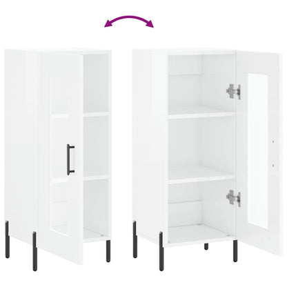 Credenza Bianco Lucido 34,5x34x90 cm in Legno Multistrato