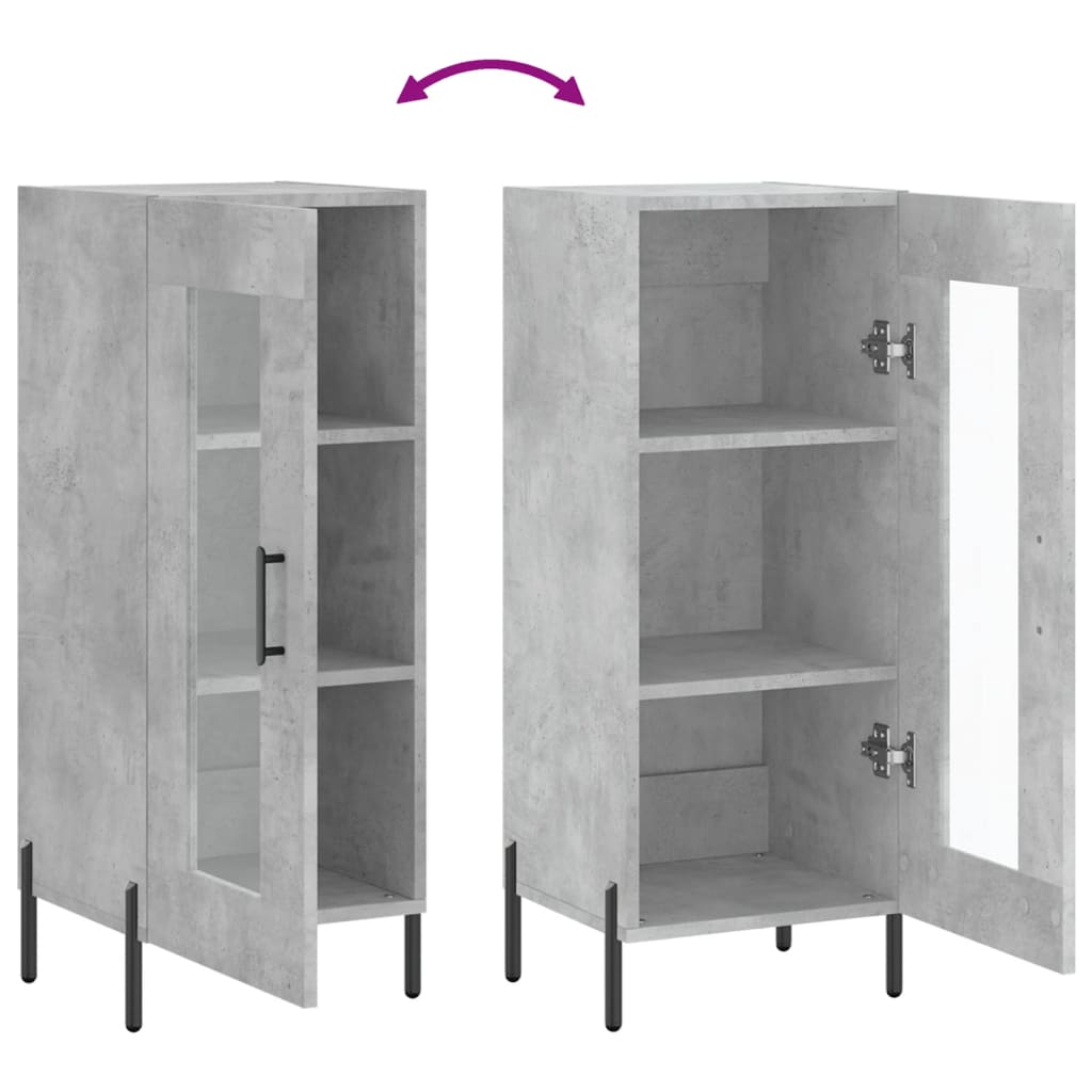 Credenza Grigio Cemento 34,5x34x90 cm in Legno Multistrato