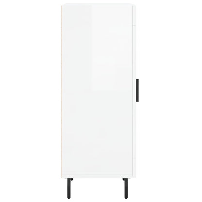 Credenza Bianco Lucido 34,5x34x90 cm in Legno Multistrato