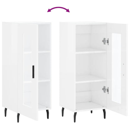 Credenza Bianco Lucido 34,5x34x90 cm in Legno Multistrato