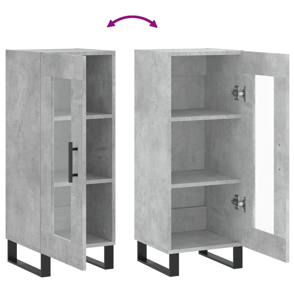 Credenza Grigio Cemento 34,5x34x90 cm in Legno Multistrato