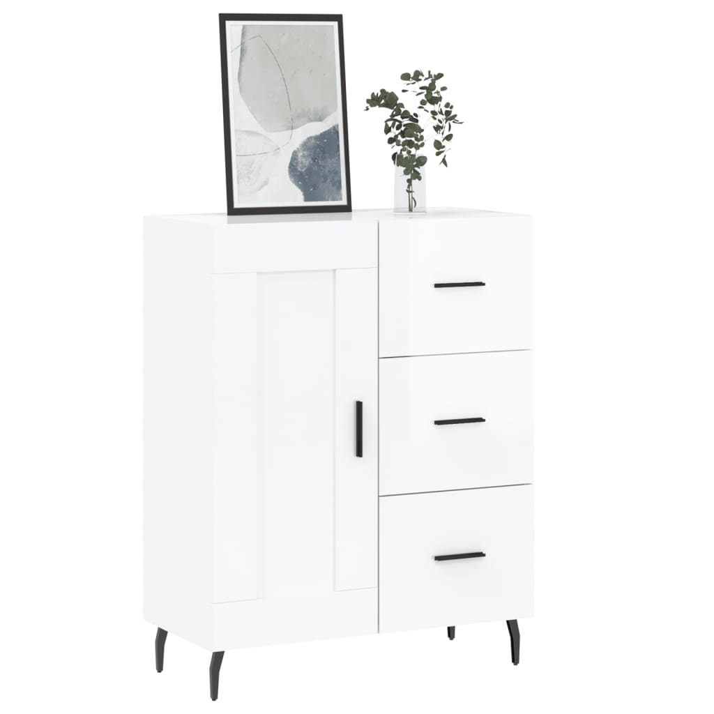 Credenza 69,5x34x90 cm in Legno Multistrato Bianco Lucido - homemem39