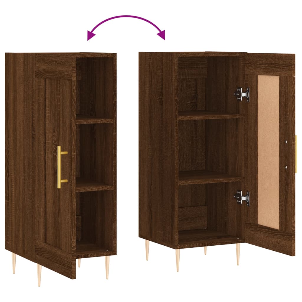 Credenza Rovere Marrone 34,5x34x90 cm in Legno Multistrato - homemem39