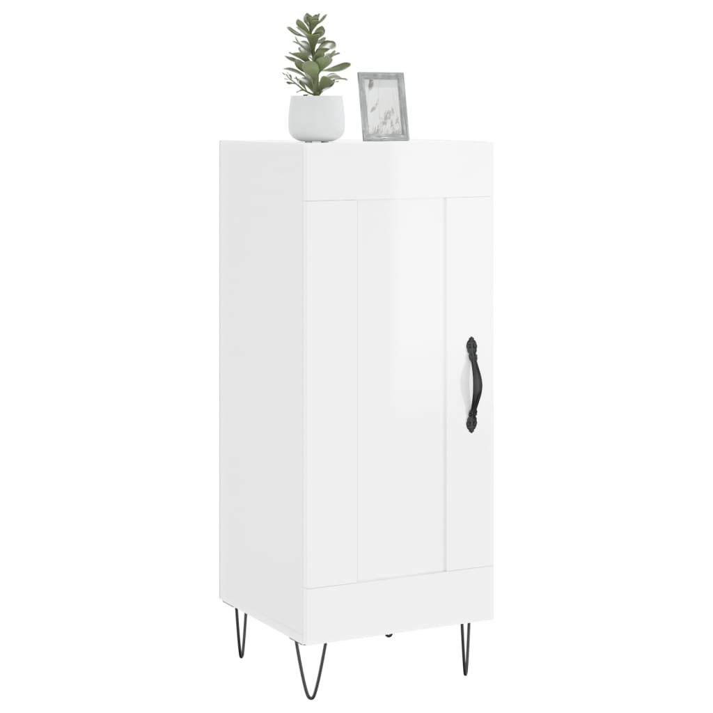 Credenza Bianco Lucido 34,5x34x90 cm in Legno Multistrato - homemem39