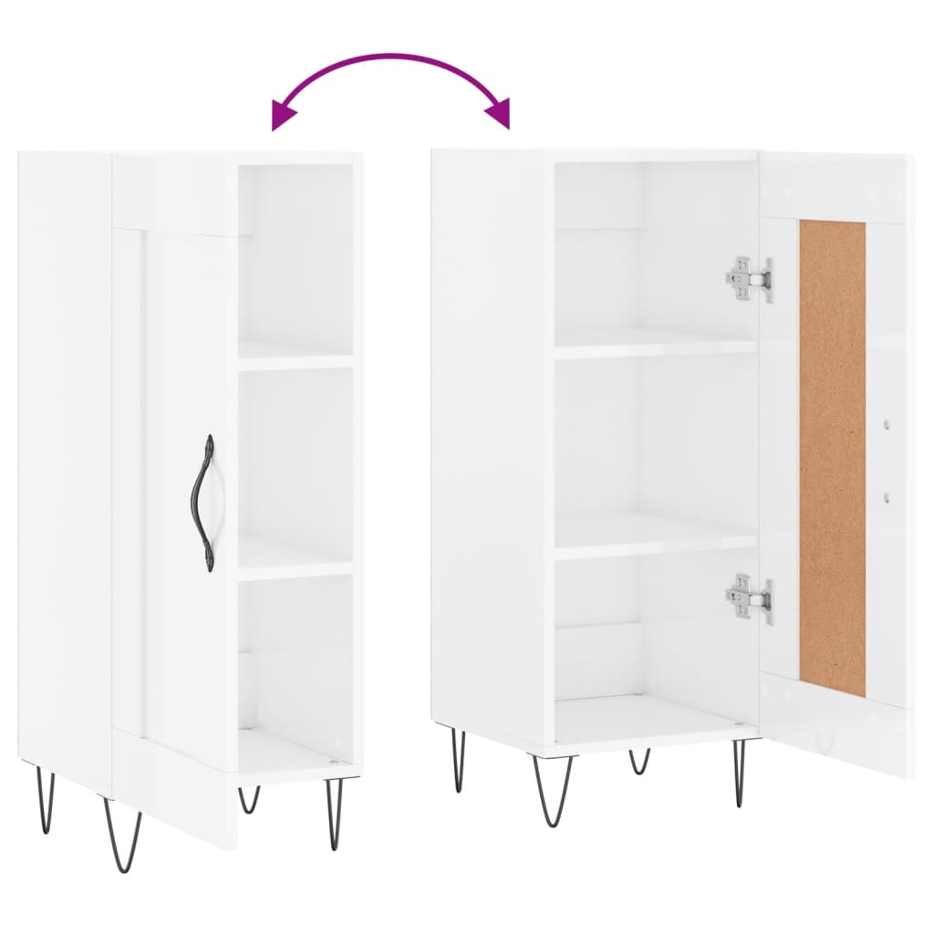Credenza Bianco Lucido 34,5x34x90 cm in Legno Multistrato - homemem39