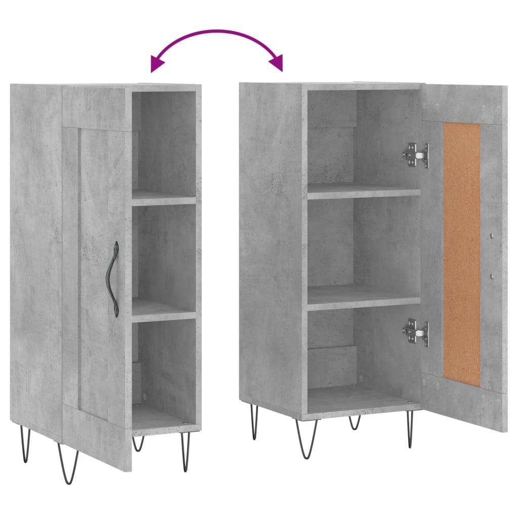 Credenza Grigio Cemento 34,5x34x90 cm in Legno Multistrato
