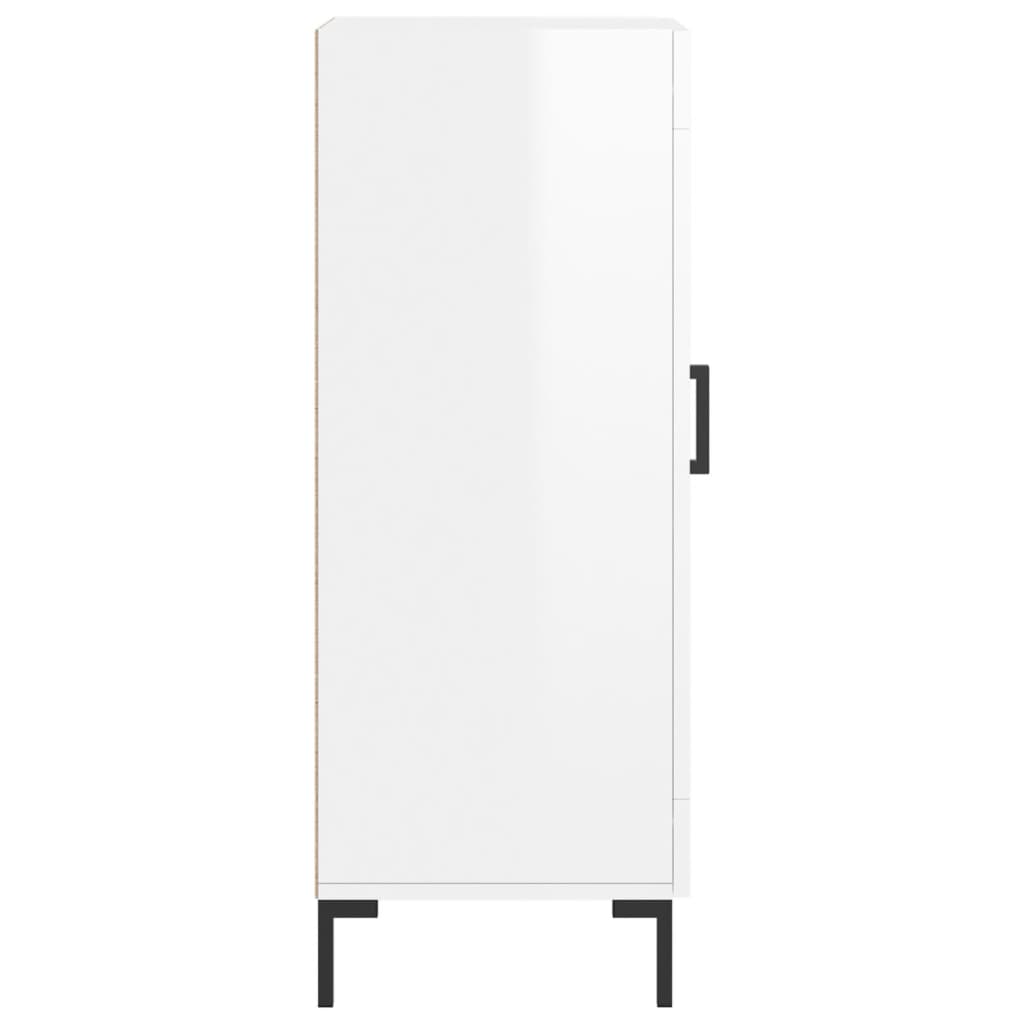 Credenza Bianco Lucido 34,5x34x90 cm in Legno Multistrato