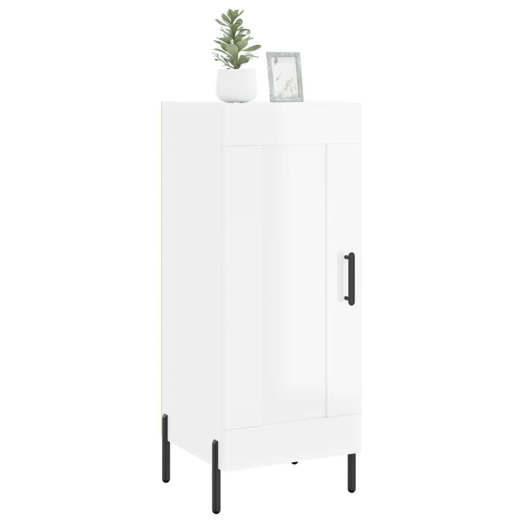 Credenza Bianco Lucido 34,5x34x90 cm in Legno Multistrato