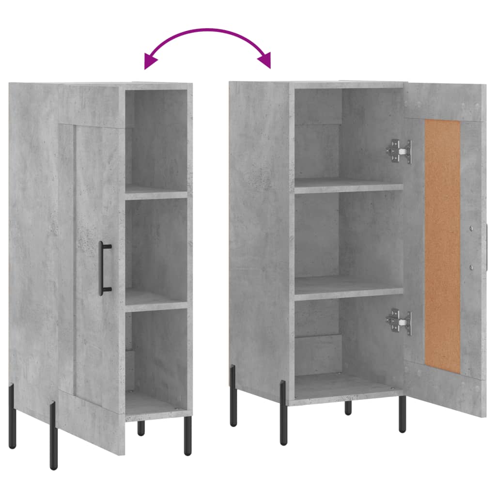 Credenza Grigio Cemento 34,5x34x90 cm in Legno Multistrato