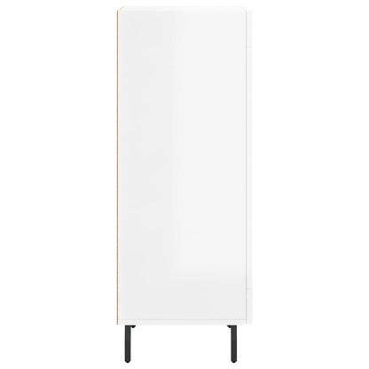Credenza Bianco Lucido 34,5x34x90 cm in Legno Multistrato