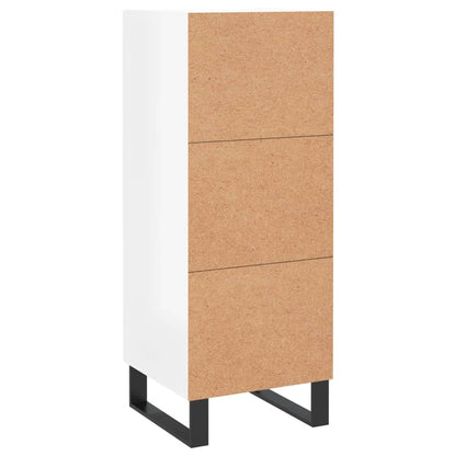 Credenza Bianco Lucido 34,5x34x90 cm in Legno Multistrato