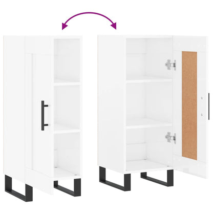 Credenza Bianco Lucido 34,5x34x90 cm in Legno Multistrato