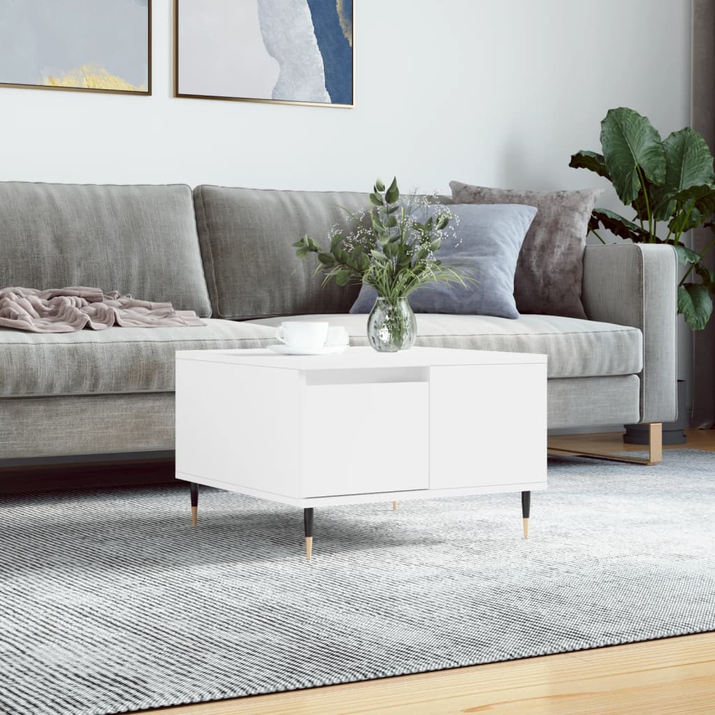 Tavolino da Salotto Bianco 55x55x36,5 cm in Legno Multistrato | homemem39