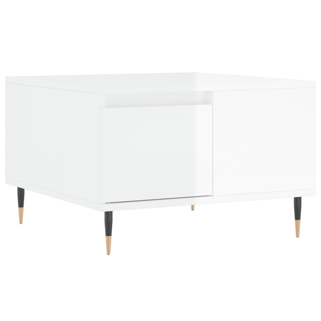 Tavolino Salotto Bianco Lucido 55x55x36,5 cm Legno Multistrato | homemem39