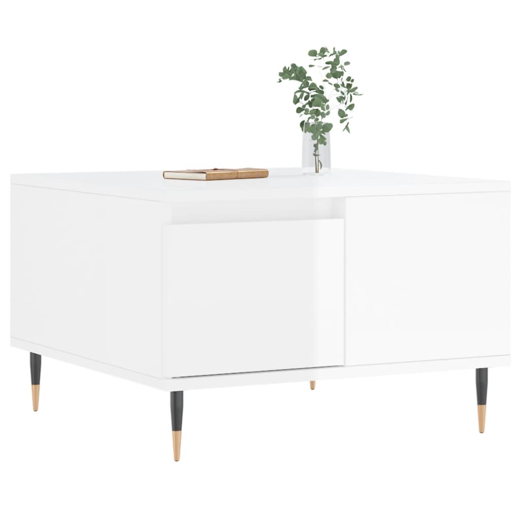 Tavolino Salotto Bianco Lucido 55x55x36,5 cm Legno Multistrato | homemem39