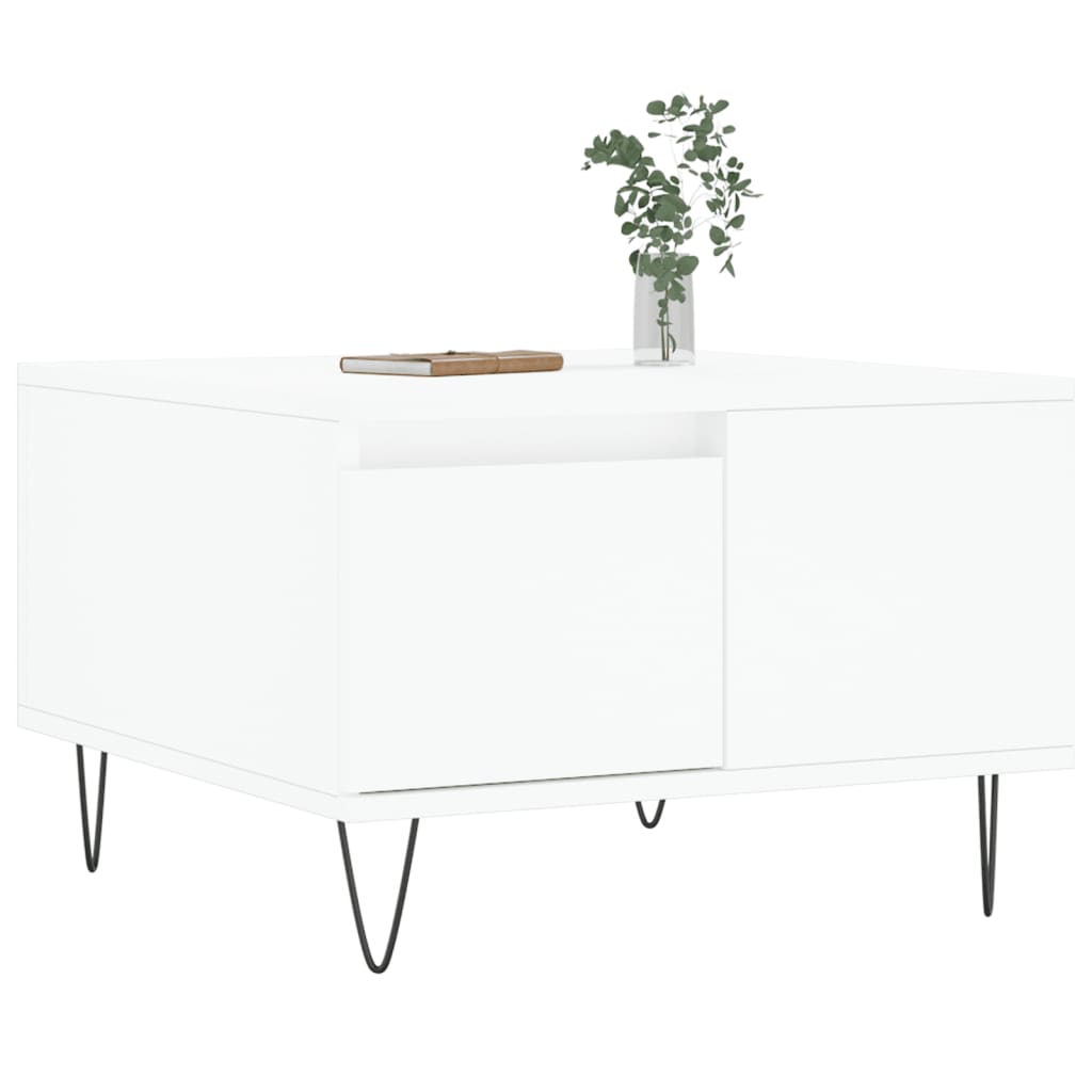 Tavolino da Salotto Bianco 55x55x36,5 cm in Legno Multistrato | homemem39