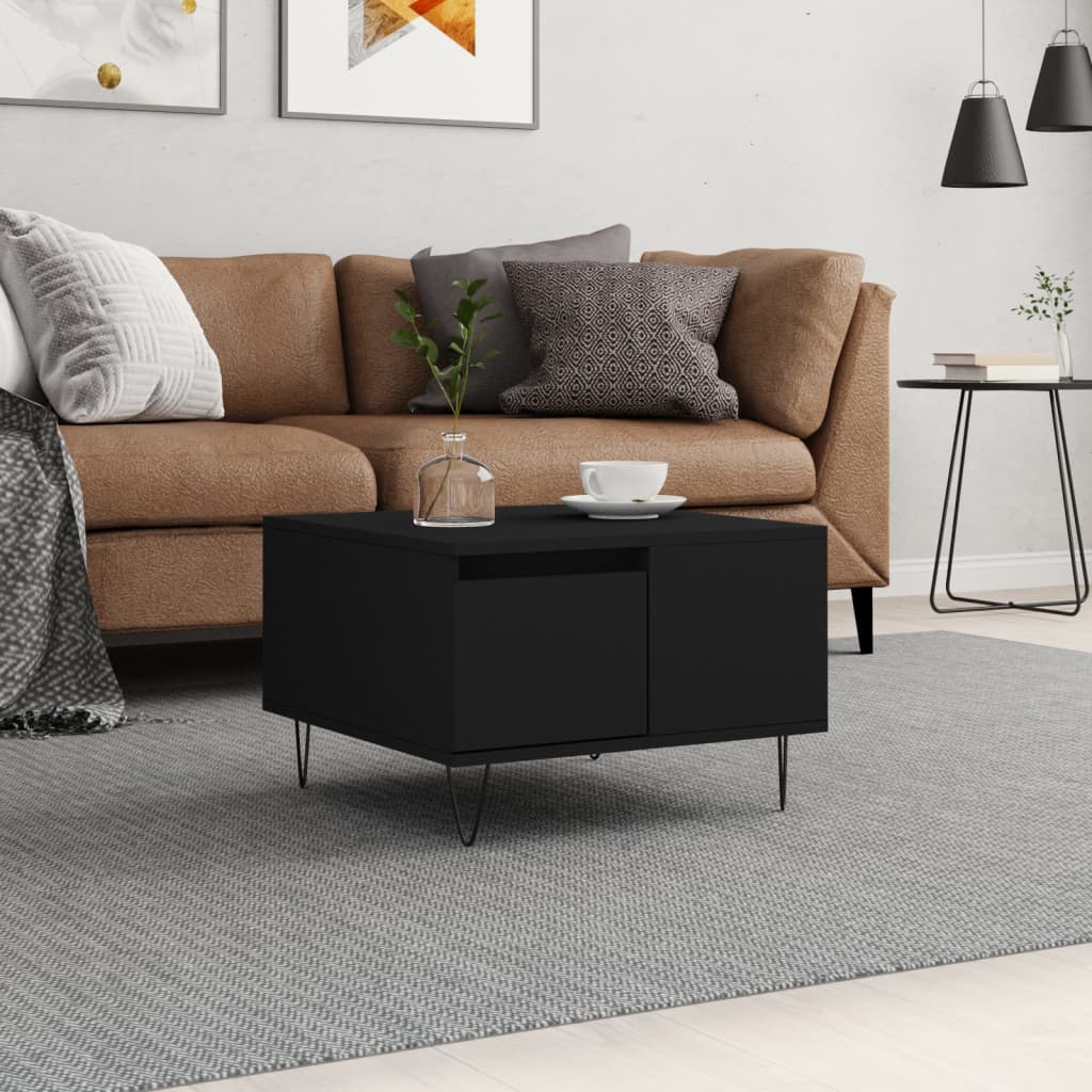 Tavolino da Salotto Nero 55x55x36,5 cm in Legno Multistrato | homemem39