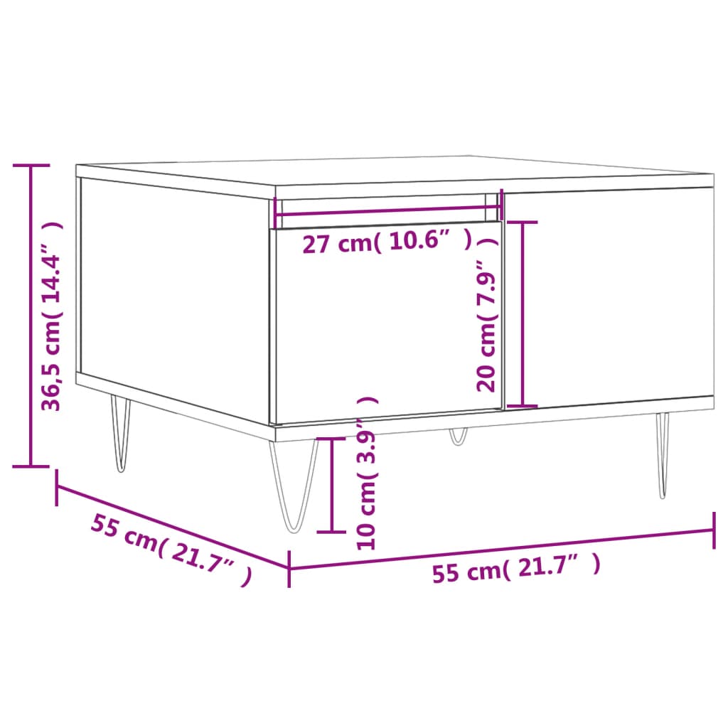 Tavolino Salotto Grigio Cemento 55x55x36,5 cm Legno Multistrato | homemem39