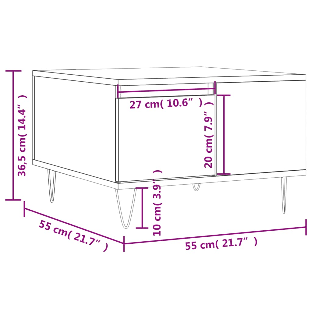 Tavolino da Salotto Rovere Marrone 55x55x36,5 cm in Multistrato | homemem39
