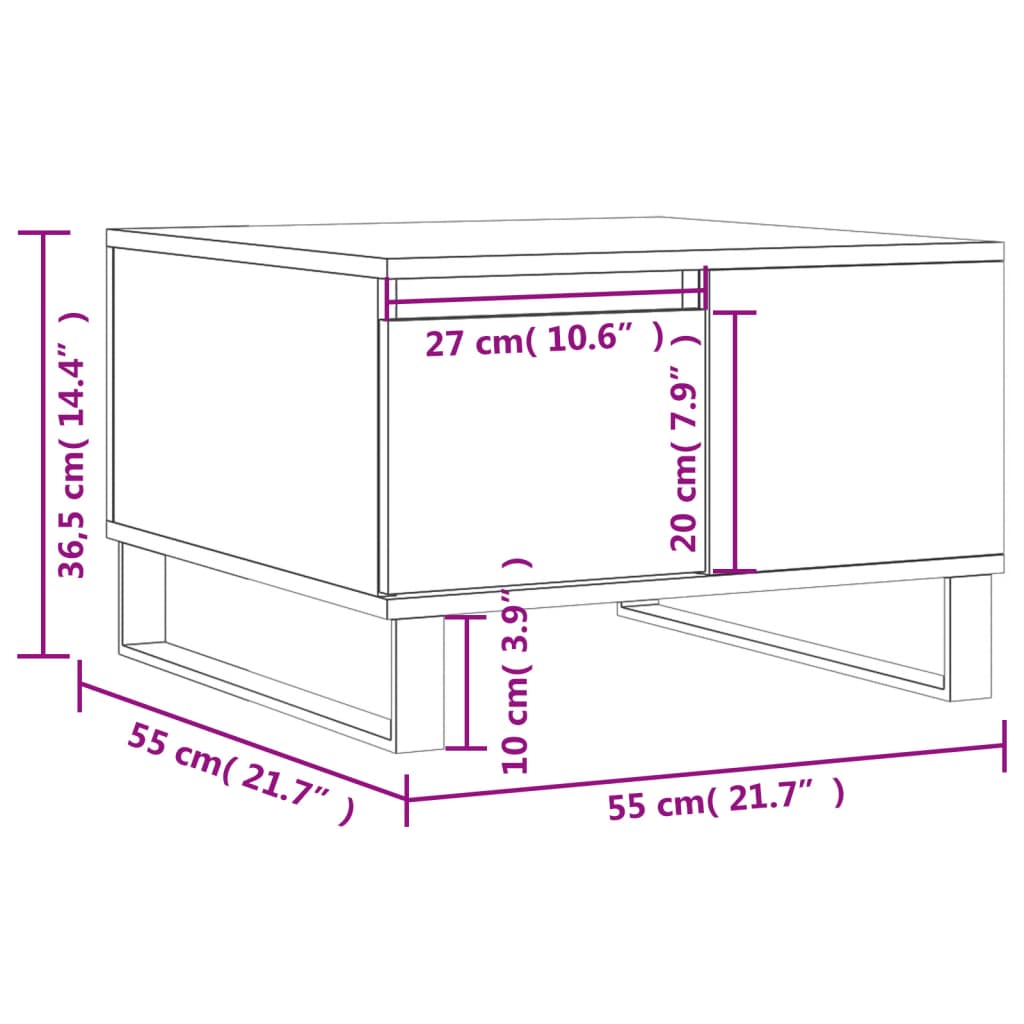 Tavolino Salotto Grigio Cemento 55x55x36,5 cm Legno Multistrato | homemem39