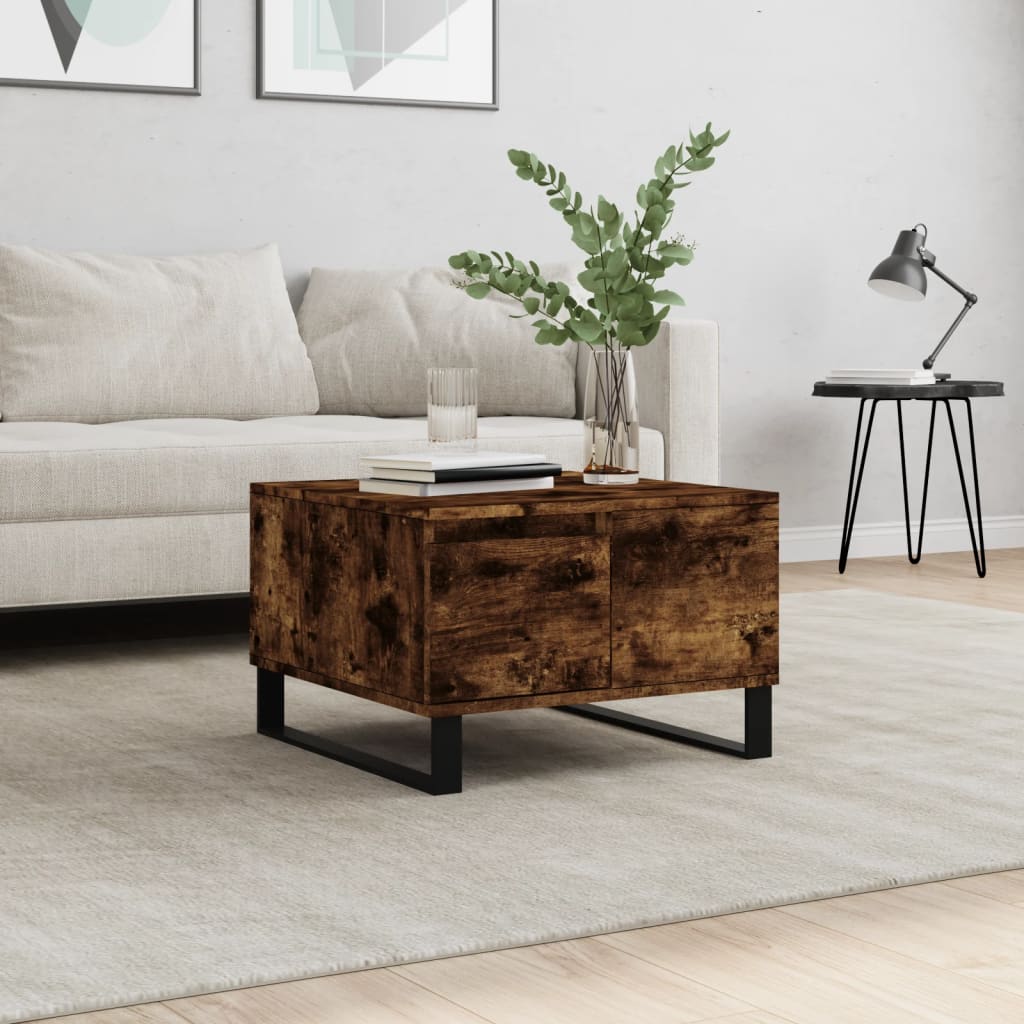 Tavolino da Salotto Rovere Fumo 55x55x36,5 cm Legno Multistrato | homemem39