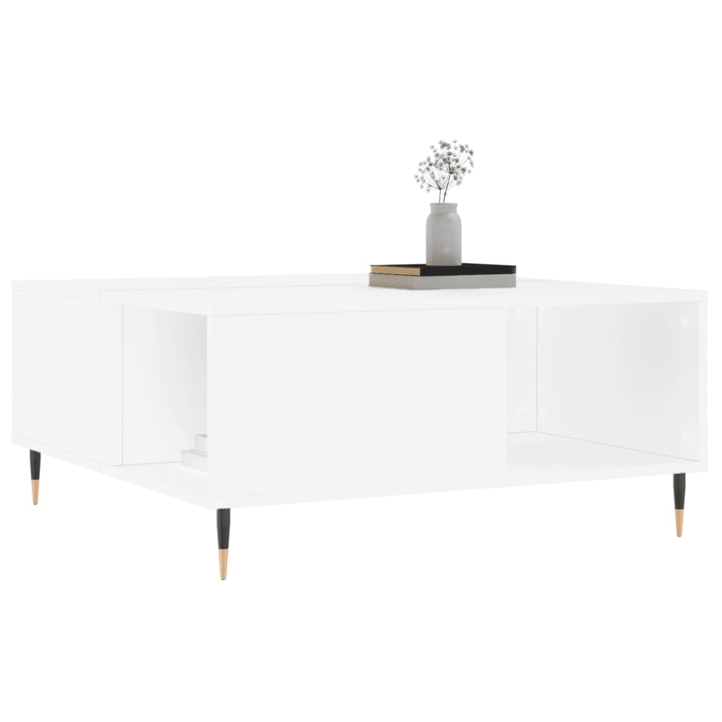 Tavolino da Salotto Bianco 80x80x36,5 cm in Legno Multistrato | homemem39