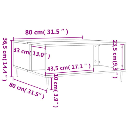 Tavolino da Salotto Bianco 80x80x36,5 cm in Legno Multistrato