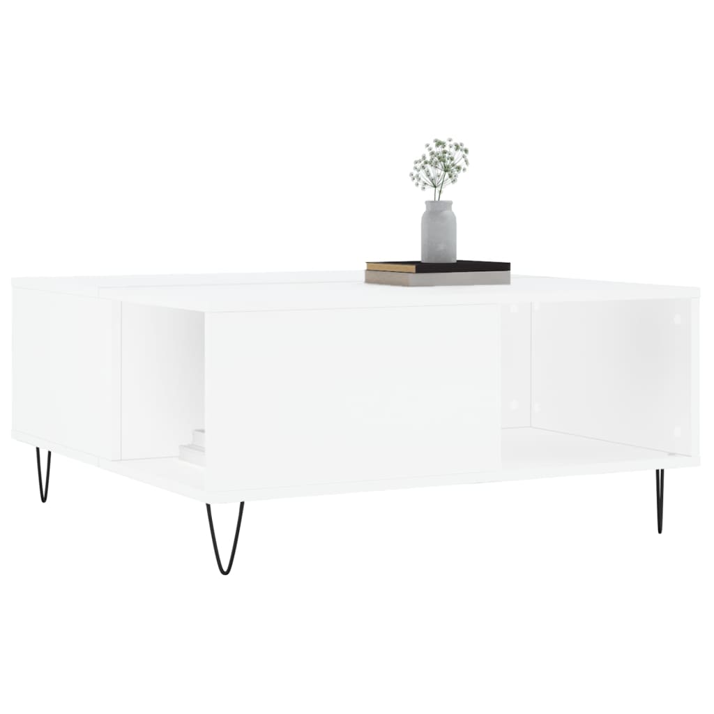Tavolino da Salotto Bianco 80x80x36,5 cm in Legno Multistrato | homemem39