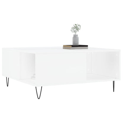 Tavolino da Salotto Bianco 80x80x36,5 cm in Legno Multistrato | homemem39
