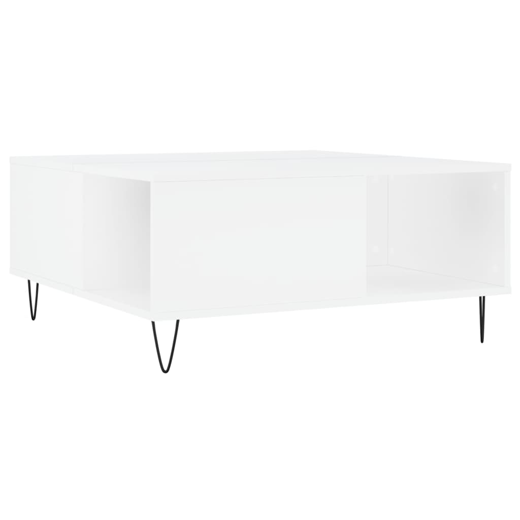 Tavolino da Salotto Bianco 80x80x36,5 cm in Legno Multistrato | homemem39