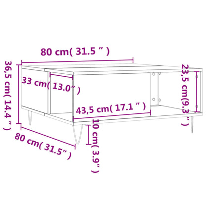 Tavolino da Salotto Bianco 80x80x36,5 cm in Legno Multistrato | homemem39